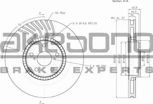 Akebono BN-1154 - Спирачен диск vvparts.bg