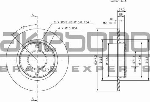 Akebono BN-1113E - Спирачен диск vvparts.bg