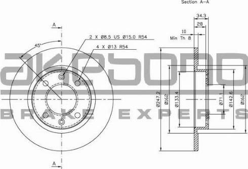 Akebono BN-1113 - Спирачен диск vvparts.bg