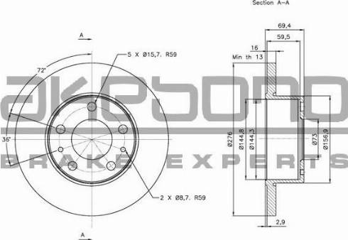 Akebono BN-1188 - Спирачен диск vvparts.bg