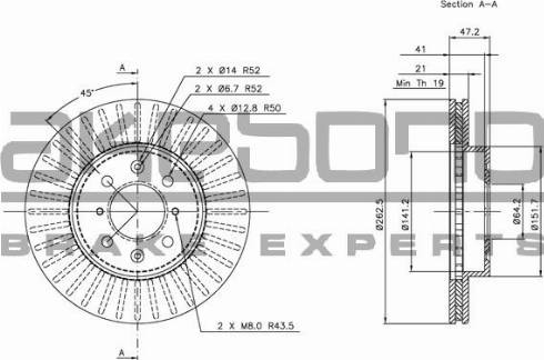 Akebono BN-1135E - Спирачен диск vvparts.bg