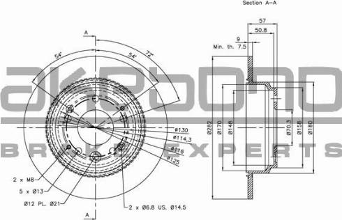 Akebono BN-1127E - Спирачен диск vvparts.bg