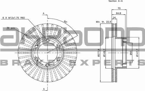 Akebono BN-1360E - Спирачен диск vvparts.bg