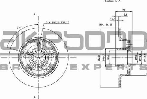 Akebono BN-1303E - Спирачен диск vvparts.bg