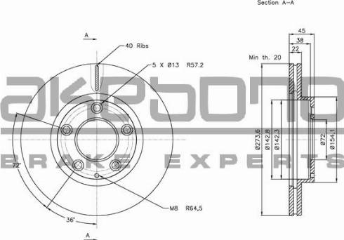 Akebono BN-1317E - Спирачен диск vvparts.bg