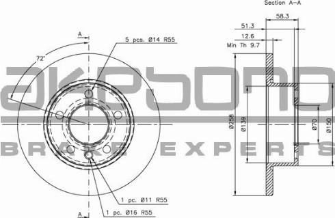 Akebono BN-1329E - Спирачен диск vvparts.bg