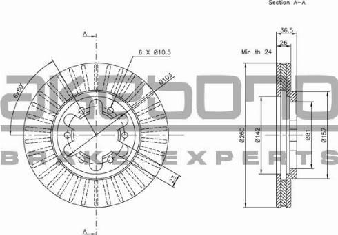 Akebono BN-1325E - Спирачен диск vvparts.bg