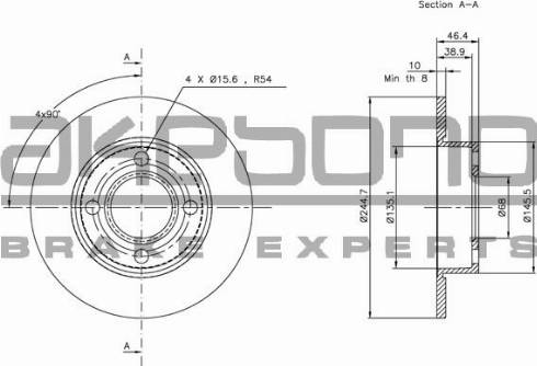 Akebono BN-1327E - Спирачен диск vvparts.bg