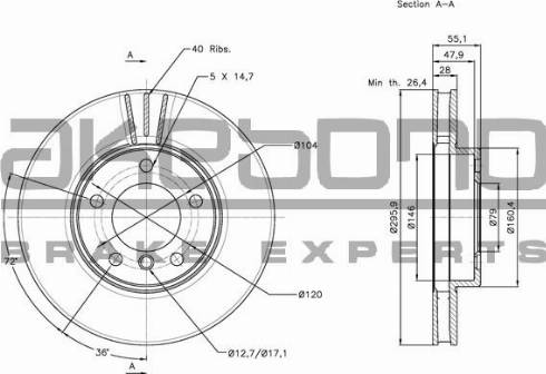 Akebono BN-1295 - Спирачен диск vvparts.bg