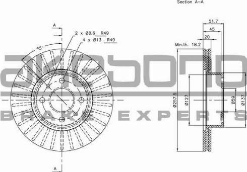 Akebono BN-1247 - Спирачен диск vvparts.bg