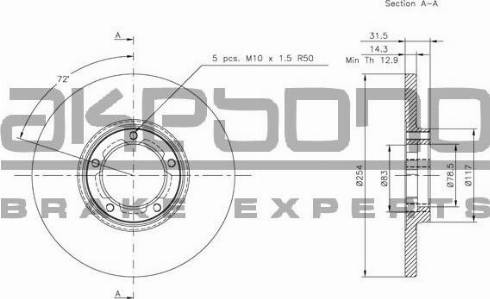 Akebono BN-1259 - Спирачен диск vvparts.bg