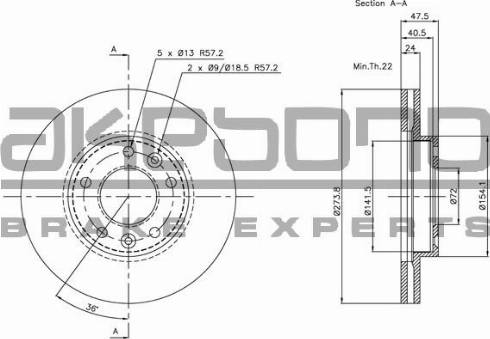 Akebono BN-1268E - Спирачен диск vvparts.bg