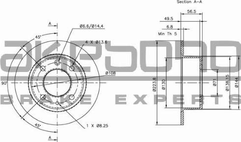 Akebono BN-1201E - Спирачен диск vvparts.bg