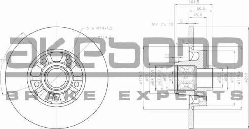 Akebono BN-1208E - Спирачен диск vvparts.bg