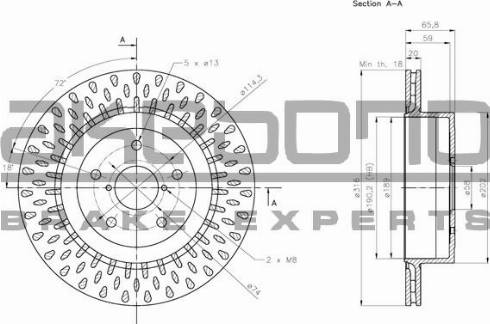 Akebono BN-1288E - Спирачен диск vvparts.bg