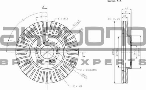 Akebono BN-1220E - Спирачен диск vvparts.bg