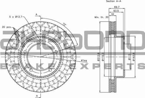 Akebono BN-1228E - Спирачен диск vvparts.bg