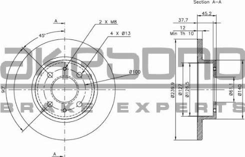 Akebono BN-1222E - Спирачен диск vvparts.bg