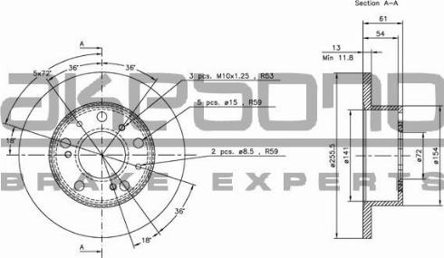 Akebono BN-1272E - Спирачен диск vvparts.bg