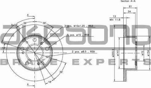 Akebono BN-1272 - Спирачен диск vvparts.bg