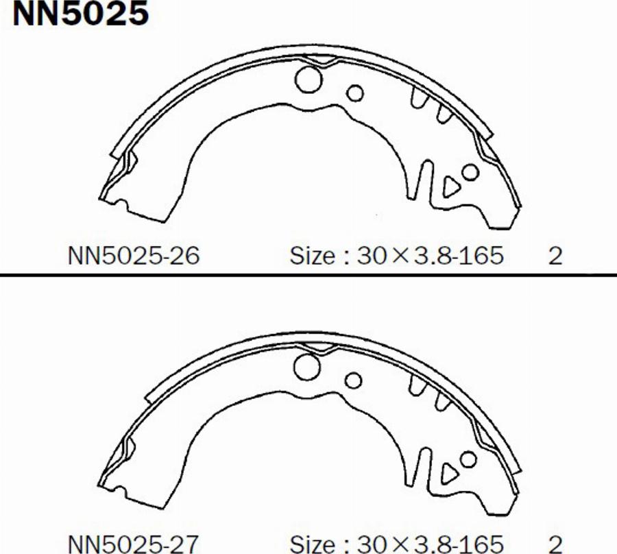 Akebono NN5025 - Комплект спирачна челюст vvparts.bg