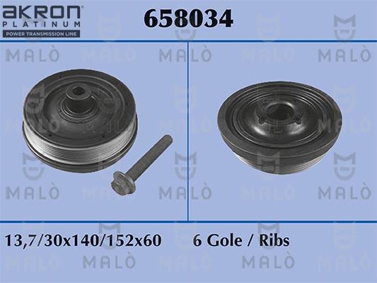 AKRON-MALÒ 658034 - Ремъчна шайба, колянов вал vvparts.bg