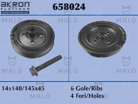 AKRON-MALÒ 658024 - Ремъчна шайба, колянов вал vvparts.bg