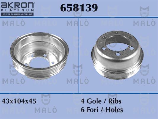 AKRON-MALÒ 658139 - Ремъчна шайба, колянов вал vvparts.bg