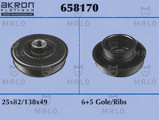 AKRON-MALÒ 658170 - Ремъчна шайба, колянов вал vvparts.bg