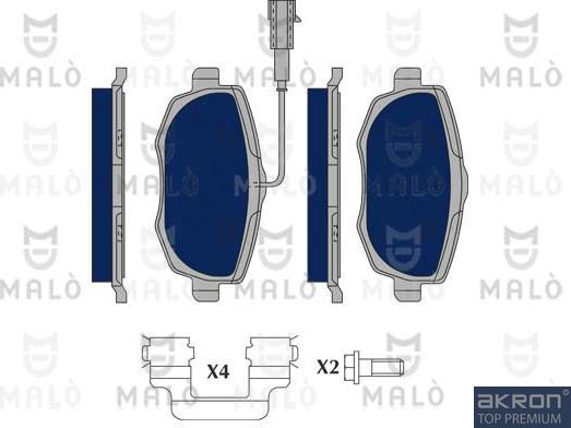 AKRON-MALÒ 1050401 - Комплект спирачно феродо, дискови спирачки vvparts.bg