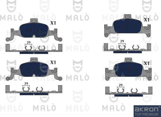 AKRON-MALÒ 1051197 - Комплект спирачно феродо, дискови спирачки vvparts.bg