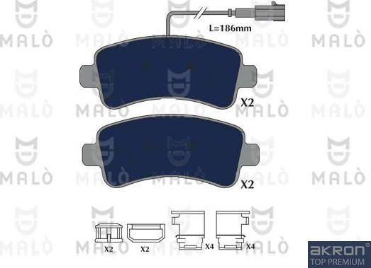 AKRON-MALÒ 1051227 - Комплект спирачно феродо, дискови спирачки vvparts.bg