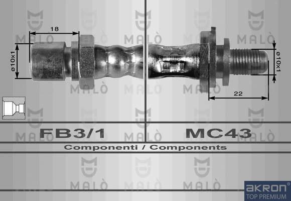 AKRON-MALÒ 8614 - Спирачен маркуч vvparts.bg