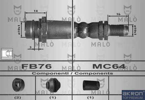 AKRON-MALÒ 80450 - Спирачен маркуч vvparts.bg