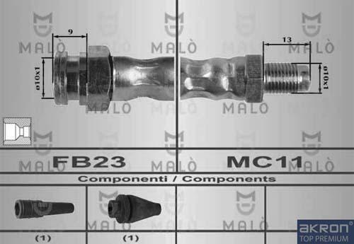 AKRON-MALÒ 80182 - Спирачен маркуч vvparts.bg