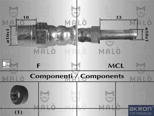 AKRON-MALÒ 80711 - Спирачен маркуч vvparts.bg