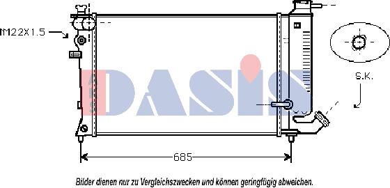 AKS Dasis 060005N - Радиатор, охлаждане на двигателя vvparts.bg