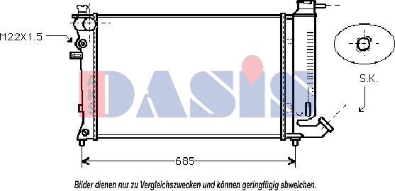 AKS Dasis 060013N - Радиатор, охлаждане на двигателя vvparts.bg