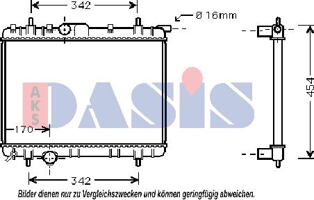 AKS Dasis 160098N - Радиатор, охлаждане на двигателя vvparts.bg