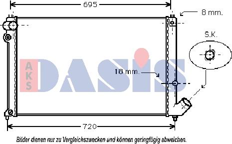 AKS Dasis 161810N - Радиатор, охлаждане на двигателя vvparts.bg