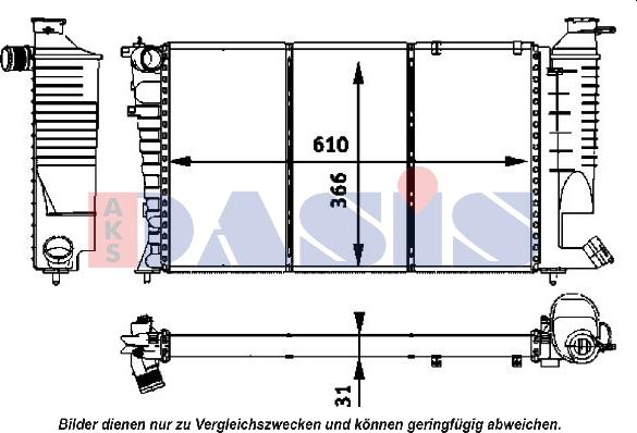 AKS Dasis 160038N - Радиатор, охлаждане на двигателя vvparts.bg