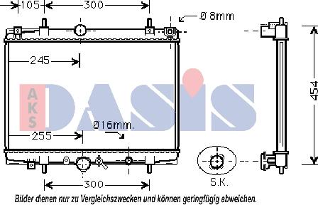 AKS Dasis 161830N - Радиатор, охлаждане на двигателя vvparts.bg