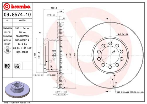 AP 44069 - Спирачен диск vvparts.bg