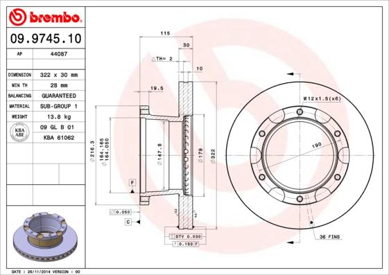 AP 44087 - Спирачен диск vvparts.bg