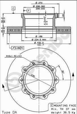 AP 44037 - Спирачен диск vvparts.bg