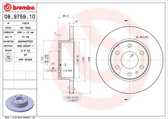 AP 14916 - Спирачен диск vvparts.bg