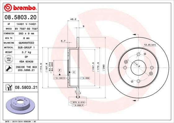 AP 14481 V - Спирачен диск vvparts.bg