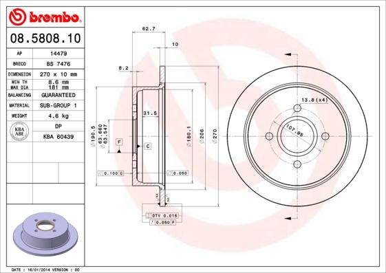 AP 14479 - Спирачен диск vvparts.bg