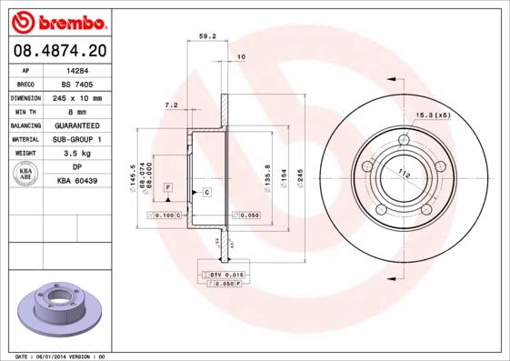 AP 14284 - Спирачен диск vvparts.bg