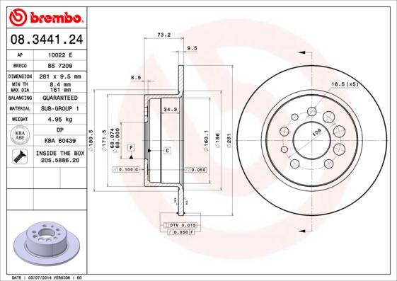 AP 10022 E - Спирачен диск vvparts.bg